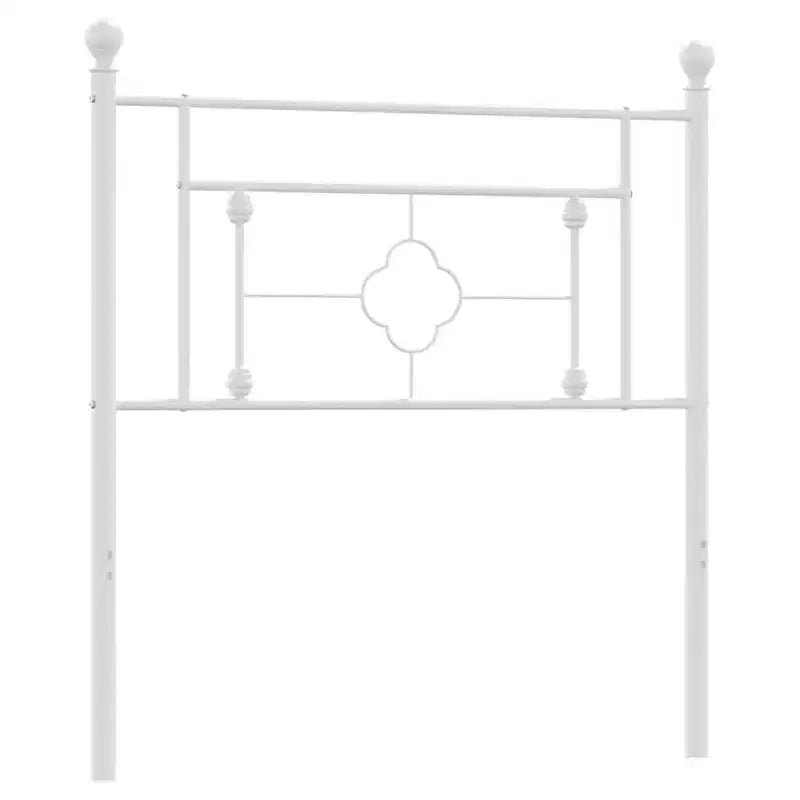 vidaXL Modern Metal Headboard, Robust Steel, Easy Assembly, White, Twin