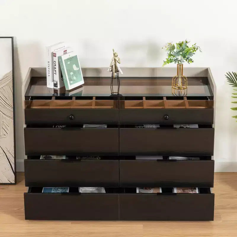 Meuble de rangement pour bijoux et maquillage à LED Bluetooth avec contrôle par application, buffet en verre trempé et coins arrondis sécurisés pour enfants, coiffeuse tactile à distance pour chambre à coucher