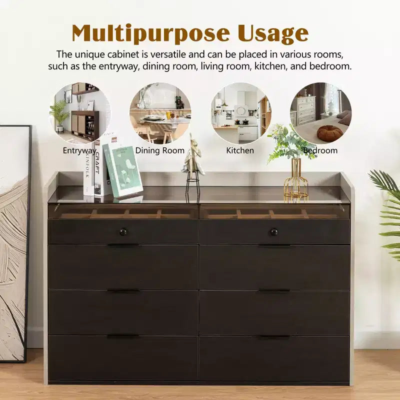 Meuble de rangement pour bijoux et maquillage à LED Bluetooth avec contrôle par application, buffet en verre trempé et coins arrondis sécurisés pour enfants, coiffeuse tactile à distance pour chambre à coucher