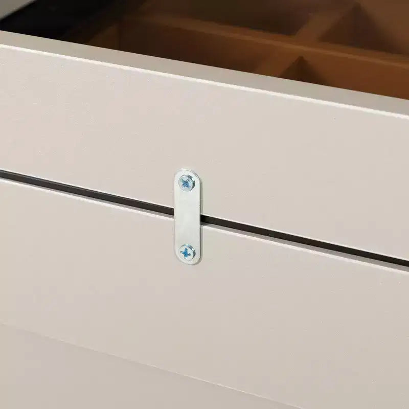 Meuble de rangement pour bijoux et maquillage à LED Bluetooth avec contrôle par application, buffet en verre trempé et coins arrondis sécurisés pour enfants, coiffeuse tactile à distance pour chambre à coucher