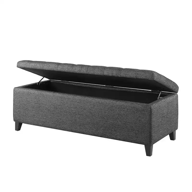 Banc de rangement multifonctionnel avec pouf rembourré à boutons capitonnés, tabouret repose-pieds, banc de lit, fermeture douce pour canapé, chambre, entrée