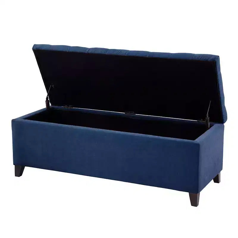Banc de rangement multifonctionnel avec pouf rembourré à boutons capitonnés, tabouret repose-pieds, banc de lit, fermeture douce pour canapé, chambre, entrée