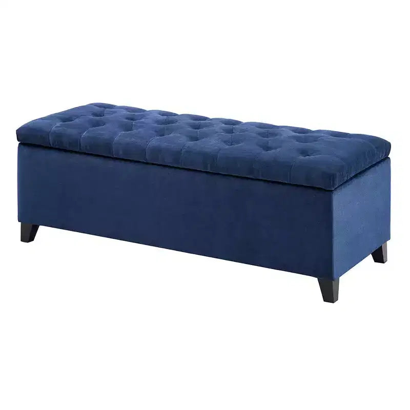 Banc de rangement multifonctionnel avec pouf rembourré à boutons capitonnés, tabouret repose-pieds, banc de lit, fermeture douce pour canapé, chambre, entrée