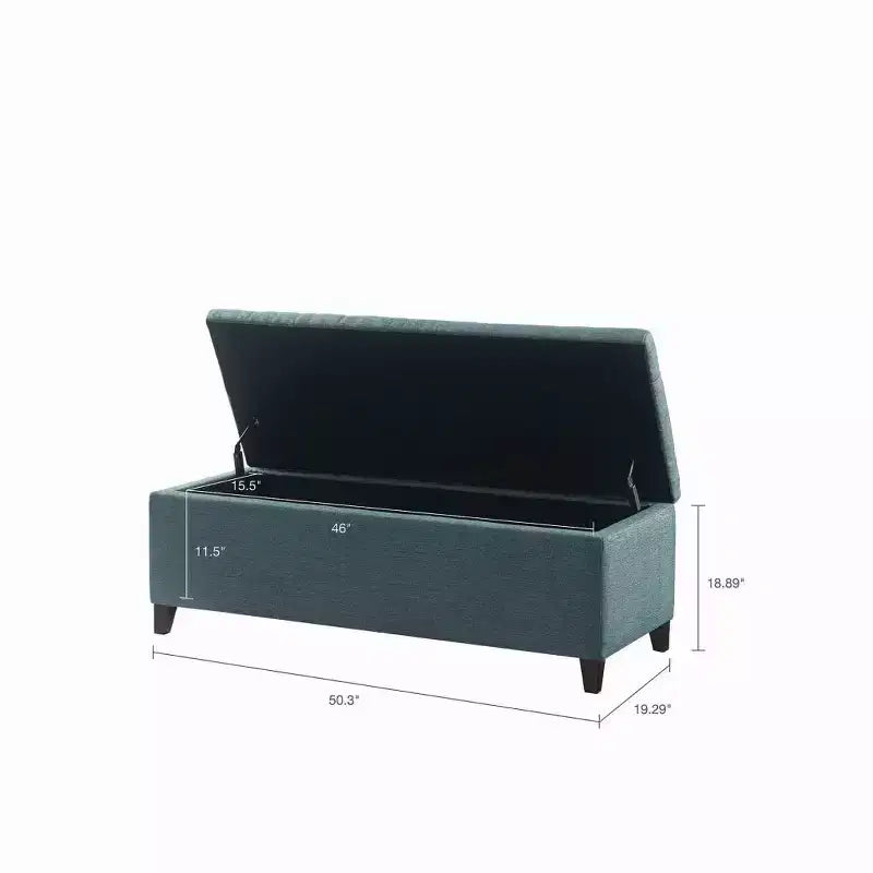 Banc de rangement multifonctionnel avec pouf rembourré à boutons capitonnés, tabouret repose-pieds, banc de lit, fermeture douce pour canapé, chambre, entrée