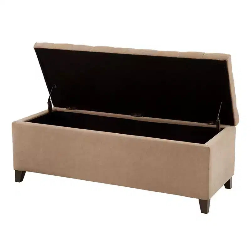 Banc de rangement multifonctionnel avec pouf rembourré à boutons capitonnés, tabouret repose-pieds, banc de lit, fermeture douce pour canapé, chambre, entrée