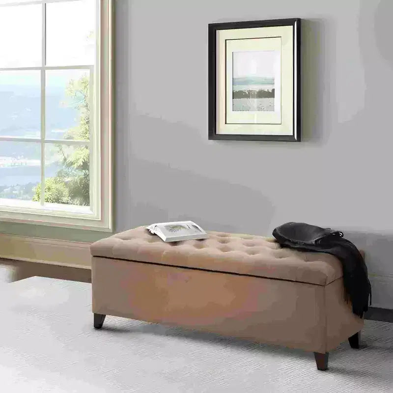 Banc de rangement multifonctionnel avec pouf rembourré à boutons capitonnés, tabouret repose-pieds, banc de lit, fermeture douce pour canapé, chambre, entrée
