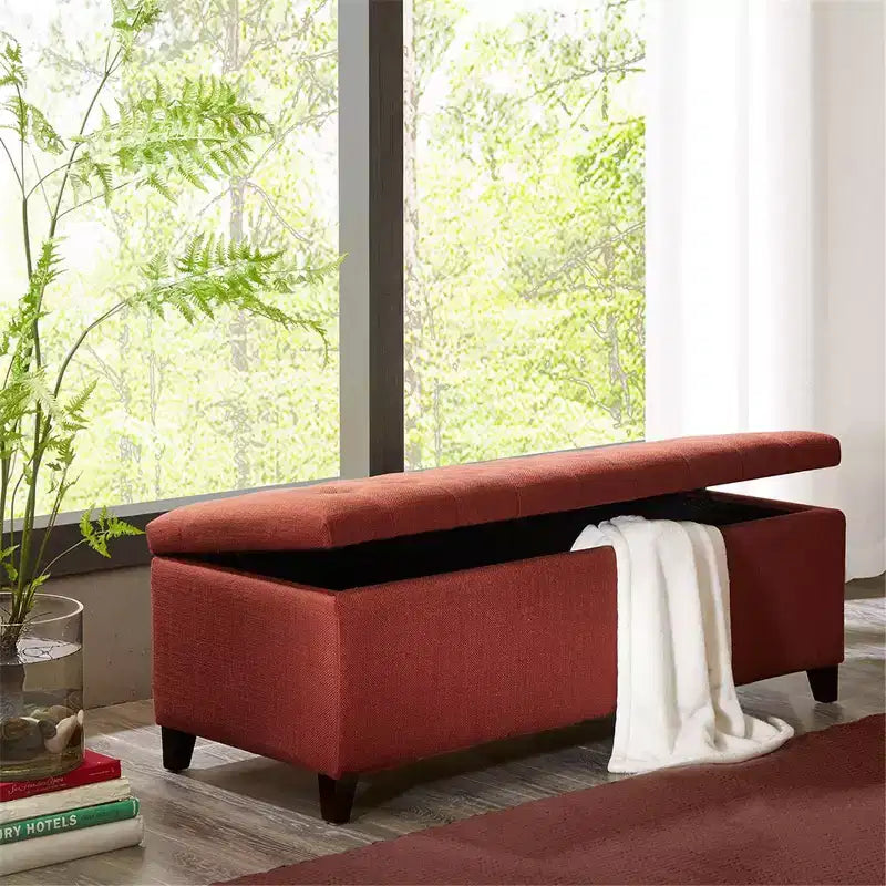 Banc de rangement multifonctionnel avec pouf rembourré à boutons capitonnés, tabouret repose-pieds, banc de lit, fermeture douce pour canapé, chambre, entrée