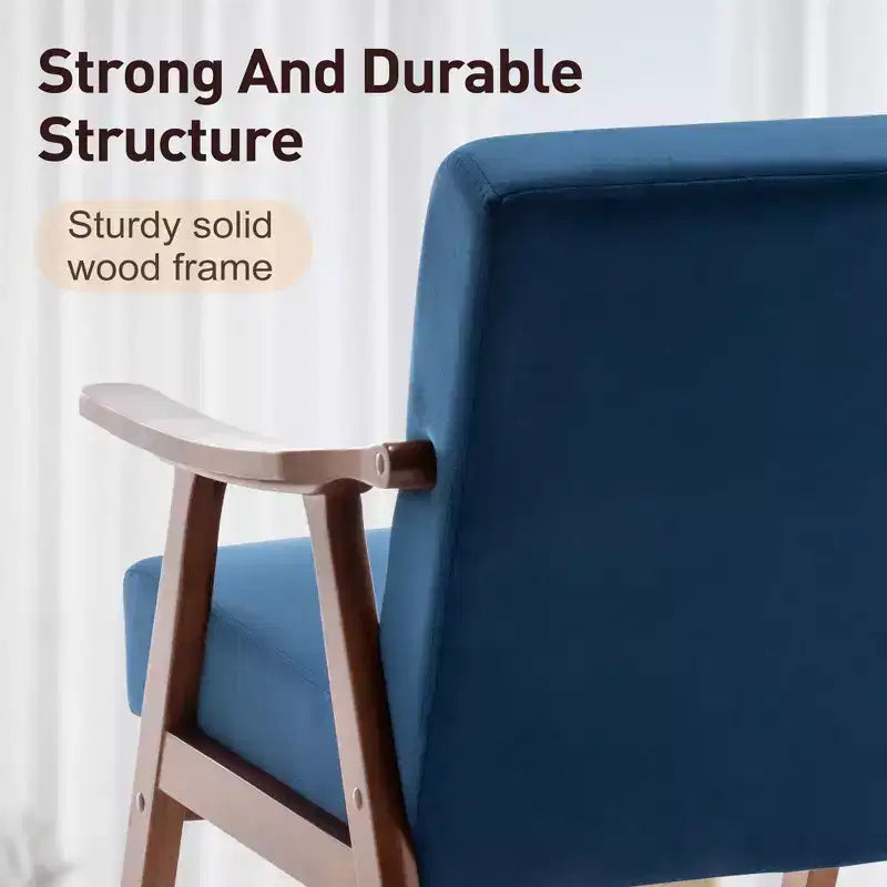 Fauteuil d'appoint de salon avec dossier extra épais, fauteuil à oreilles avec pieds en bois massif pour salle de lecture, chambre à coucher
