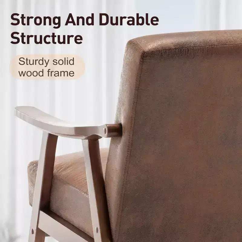 Fauteuil d'appoint de salon avec dossier extra épais, fauteuil à oreilles avec pieds en bois massif pour salle de lecture, chambre à coucher
