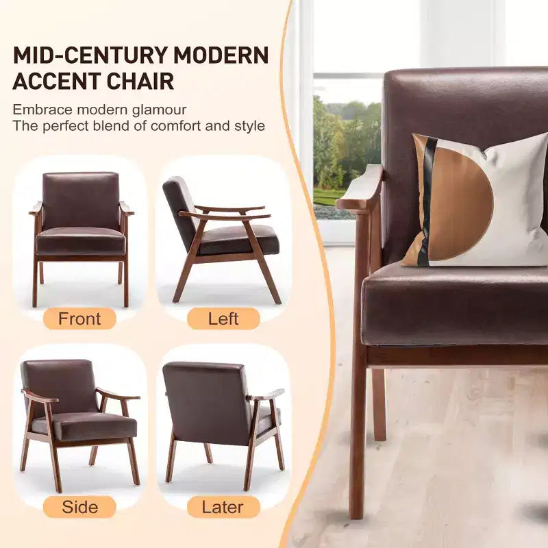 Fauteuil d'appoint de salon avec dossier extra épais, fauteuil à oreilles avec pieds en bois massif pour salle de lecture, chambre à coucher