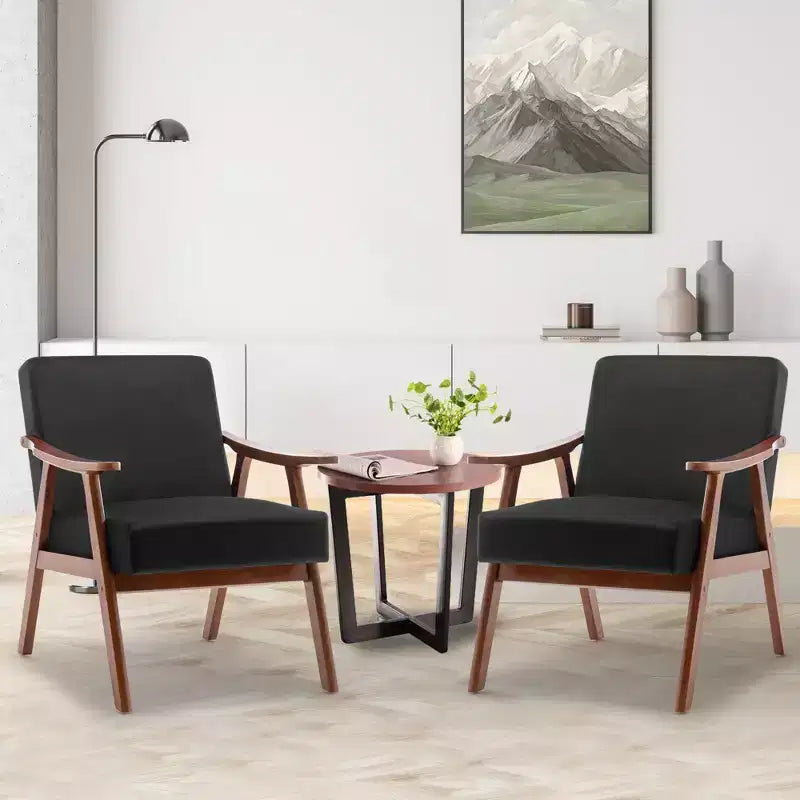 Fauteuil d'appoint de salon avec dossier extra épais, fauteuil à oreilles avec pieds en bois massif pour salle de lecture, chambre à coucher