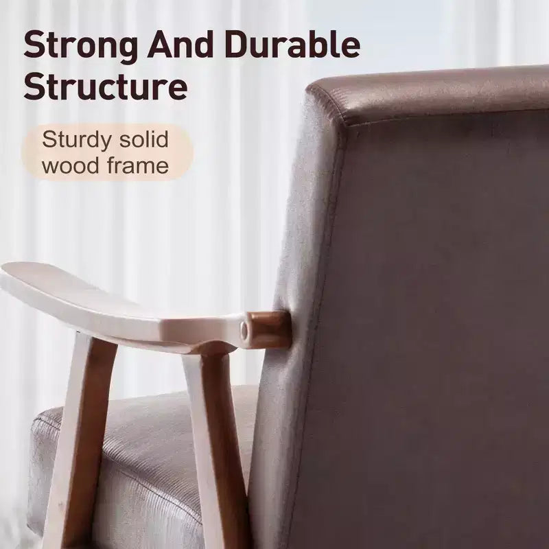 Fauteuil d'appoint de salon avec dossier extra épais, fauteuil à oreilles avec pieds en bois massif pour salle de lecture, chambre à coucher