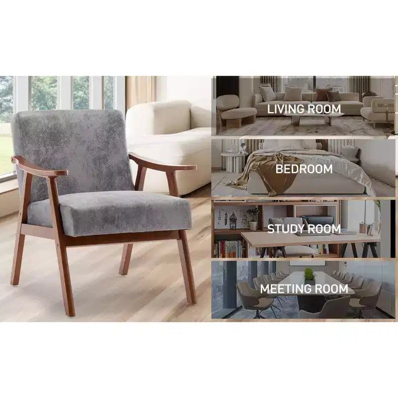 Fauteuil d'appoint de salon avec dossier extra épais, fauteuil à oreilles avec pieds en bois massif pour salle de lecture, chambre à coucher