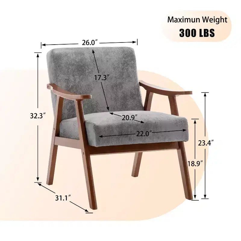 Fauteuil d'appoint de salon avec dossier extra épais, fauteuil à oreilles avec pieds en bois massif pour salle de lecture, chambre à coucher