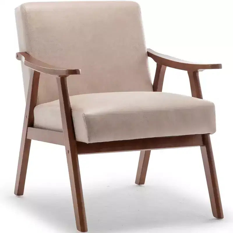 Fauteuil d'appoint de salon avec dossier extra épais, fauteuil à oreilles avec pieds en bois massif pour salle de lecture, chambre à coucher