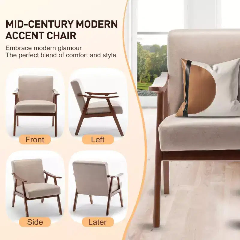 Fauteuil d'appoint de salon avec dossier extra épais, fauteuil à oreilles avec pieds en bois massif pour salle de lecture, chambre à coucher
