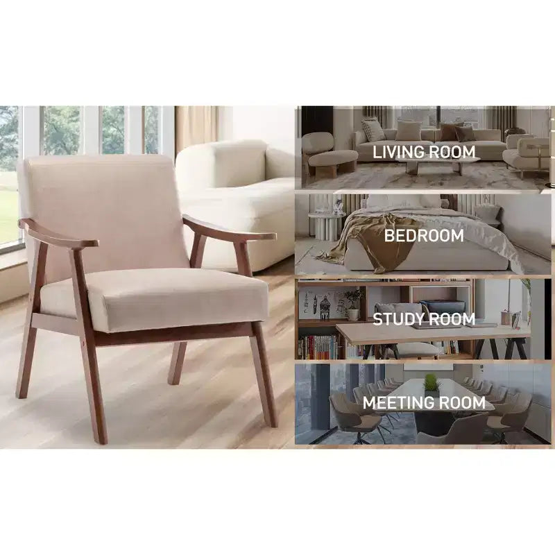 Fauteuil d'appoint de salon avec dossier extra épais, fauteuil à oreilles avec pieds en bois massif pour salle de lecture, chambre à coucher