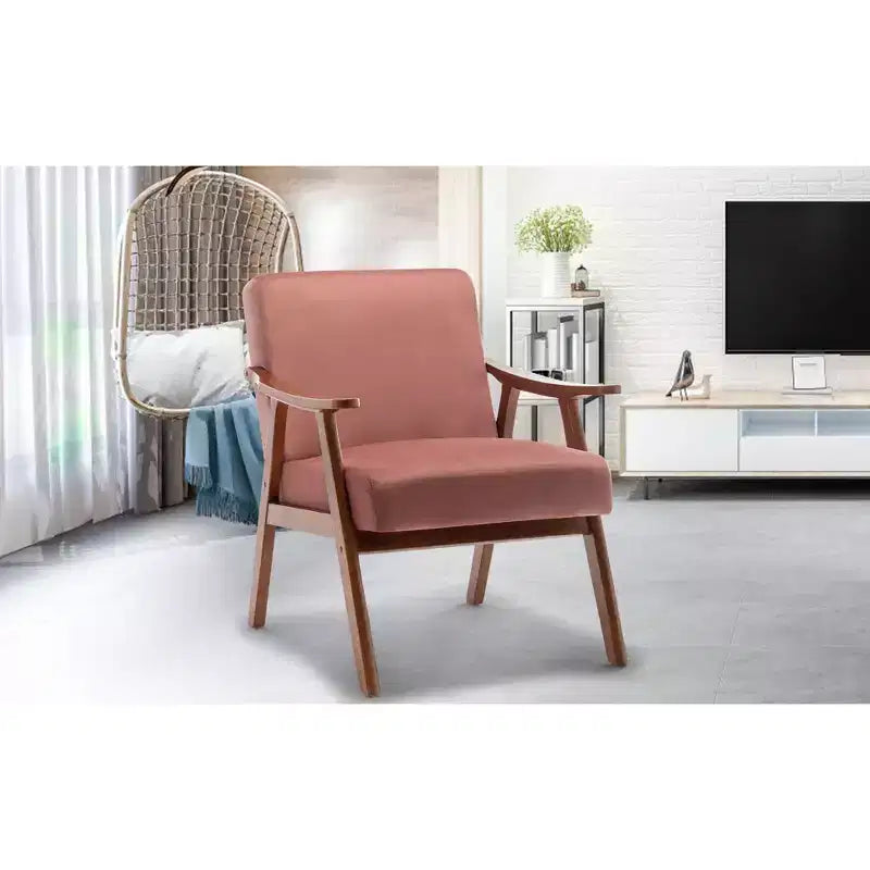Fauteuil d'appoint de salon avec dossier extra épais, fauteuil à oreilles avec pieds en bois massif pour salle de lecture, chambre à coucher