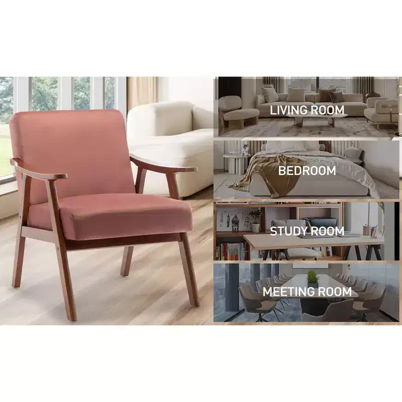 Fauteuil d'appoint de salon avec dossier extra épais, fauteuil à oreilles avec pieds en bois massif pour salle de lecture, chambre à coucher
