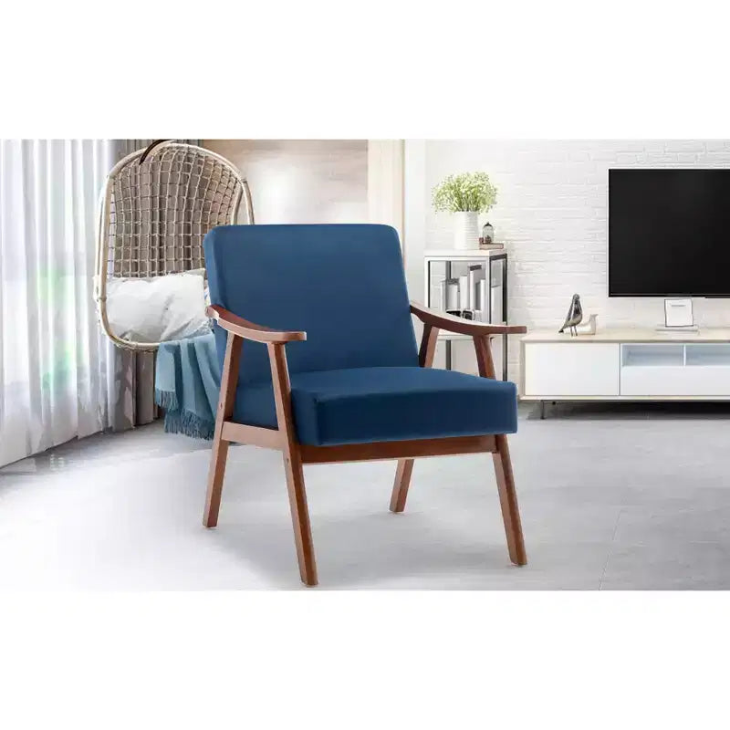 Fauteuil d'appoint de salon avec dossier extra épais, fauteuil à oreilles avec pieds en bois massif pour salle de lecture, chambre à coucher