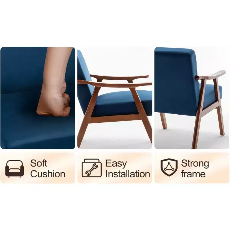 Fauteuil d'appoint de salon avec dossier extra épais, fauteuil à oreilles avec pieds en bois massif pour salle de lecture, chambre à coucher