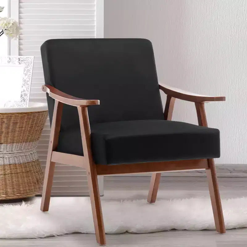Fauteuil d'appoint de salon avec dossier extra épais, fauteuil à oreilles avec pieds en bois massif pour salle de lecture, chambre à coucher