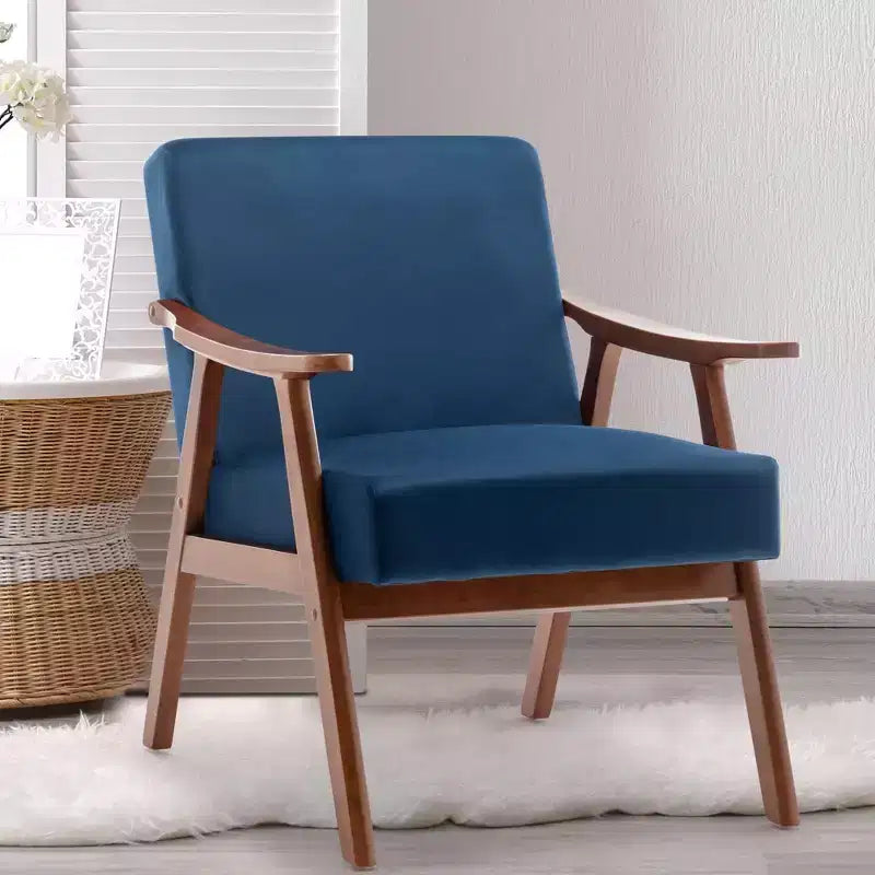 Fauteuil d'appoint de salon avec dossier extra épais, fauteuil à oreilles avec pieds en bois massif pour salle de lecture, chambre à coucher