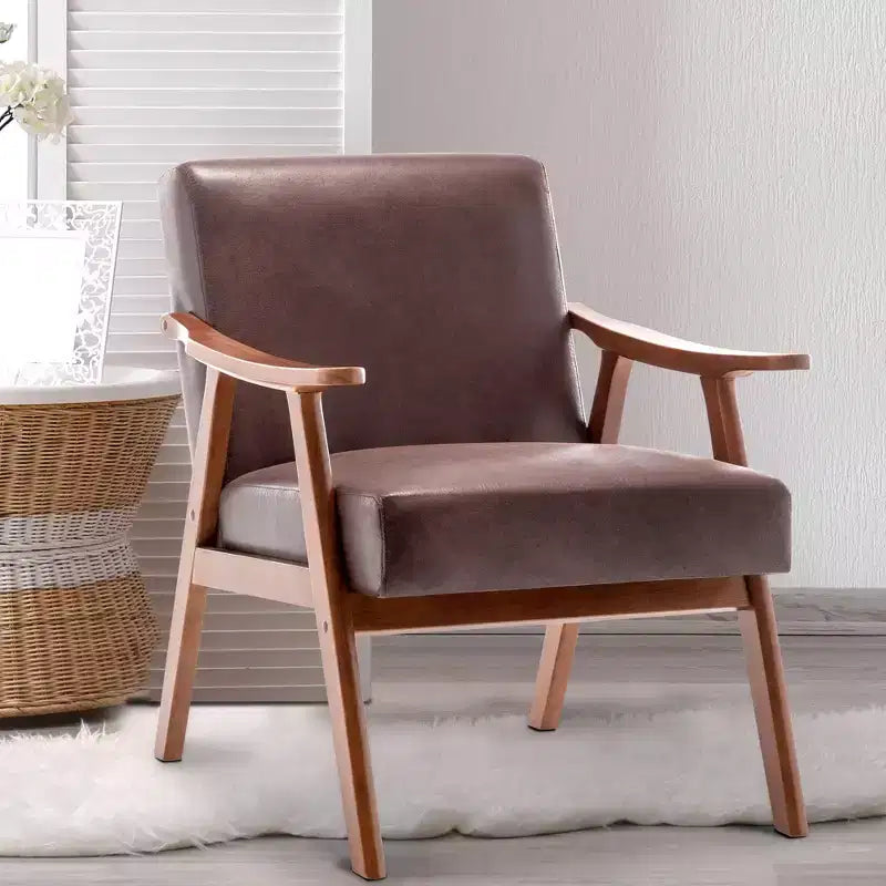 Fauteuil d'appoint de salon avec dossier extra épais, fauteuil à oreilles avec pieds en bois massif pour salle de lecture, chambre à coucher