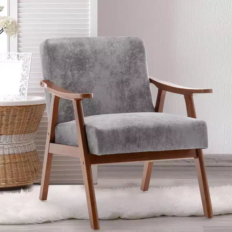 Okak Leisure Accent Chair Living Room Chair with Extra-Thick Backrest Wingback Armchair with Solid Wood Legs for Reading Room Bedroom