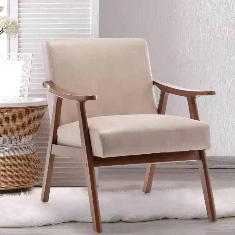 Fauteuil d'appoint de salon avec dossier extra épais, fauteuil à oreilles avec pieds en bois massif pour salle de lecture, chambre à coucher
