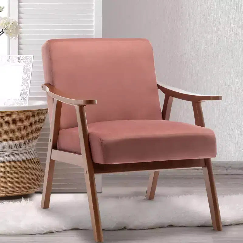 Fauteuil d'appoint de salon avec dossier extra épais, fauteuil à oreilles avec pieds en bois massif pour salle de lecture, chambre à coucher