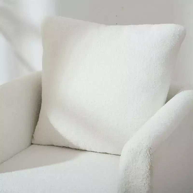 Fauteuil d'appoint en tissu fin, chaise de lecture pour salon avec revêtement doux et oreiller, fauteuil avec pieds en bois massif pour le salon ou la chambre à coucher