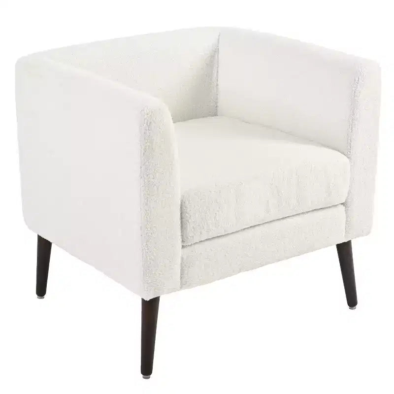 Fauteuil d'appoint en tissu fin, chaise de lecture pour salon avec revêtement doux et oreiller, fauteuil avec pieds en bois massif pour le salon ou la chambre à coucher