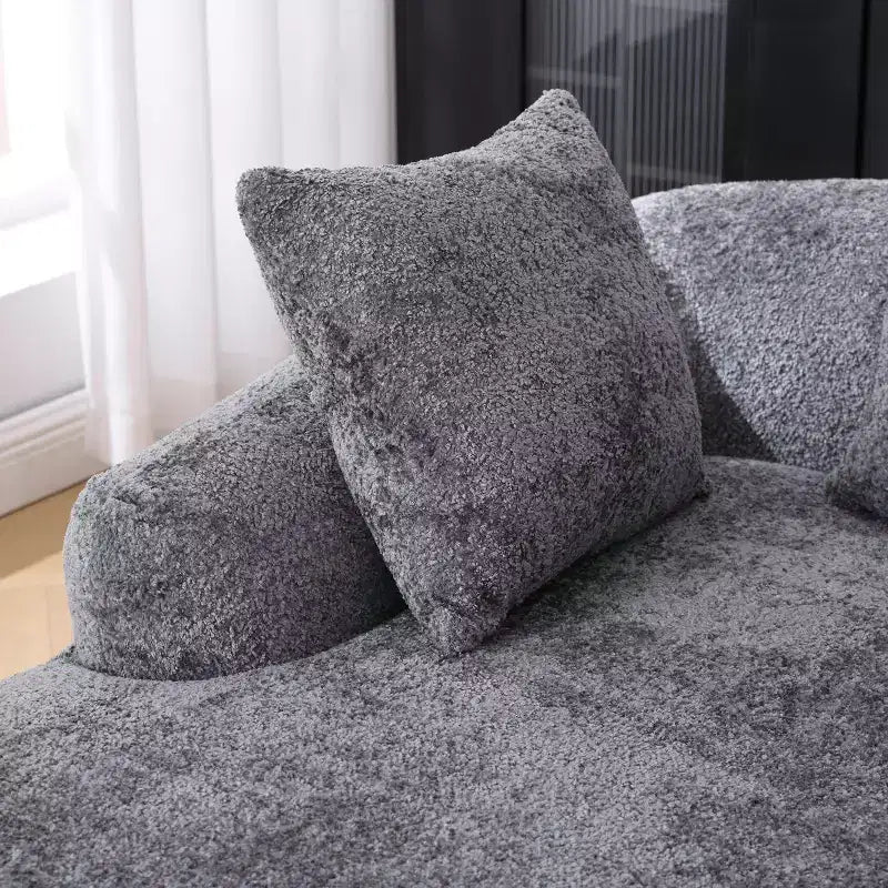 Canapé d'angle en tissu bouclé confortable avec méridienne, grand canapé-lit sectionnel rembourré minimaliste 3 places avec assise profonde, côté gauche