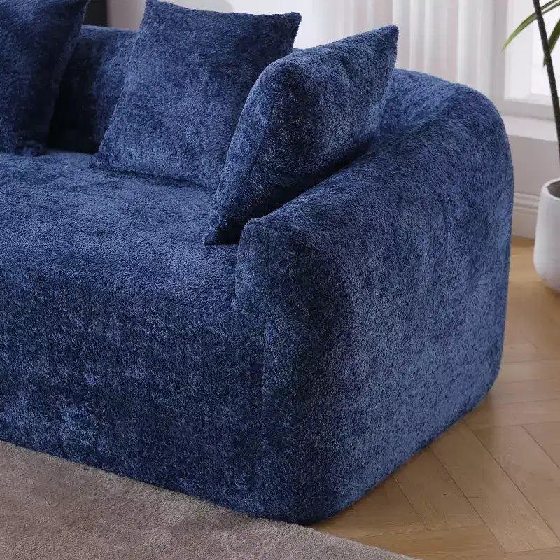 Canapé d'angle en tissu bouclé confortable avec méridienne, grand canapé-lit sectionnel rembourré minimaliste 3 places avec assise profonde, côté gauche