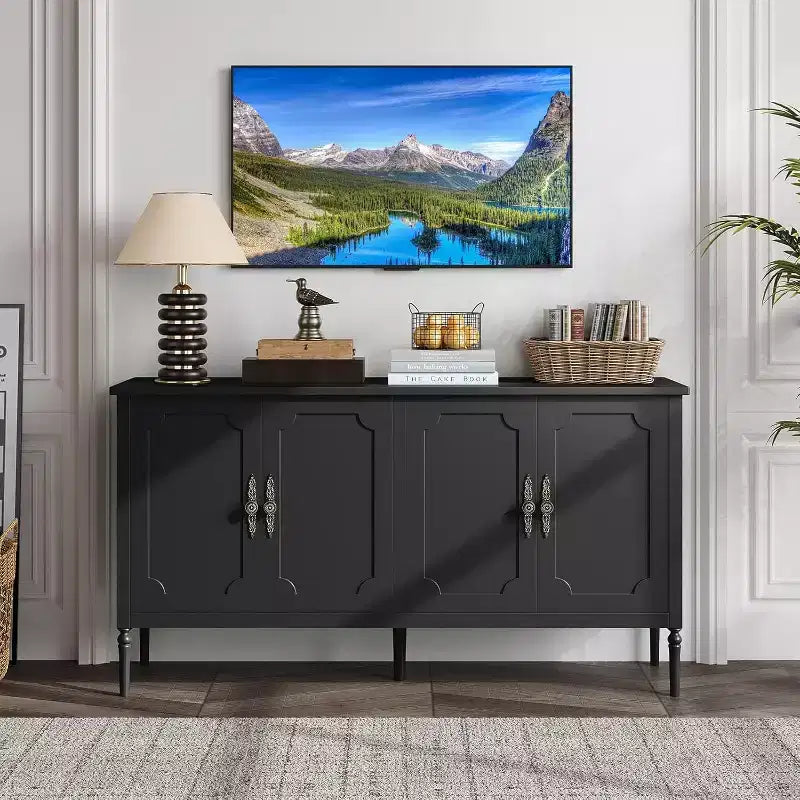 GustoWave 59 Modern Sideboard with Storage, 4 Doors and Adjustable Shelves, Coffee Bar Cabinet