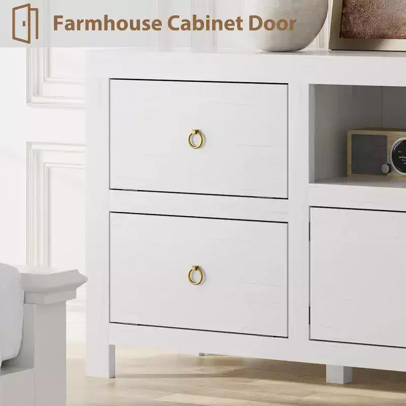 Meuble TV de Ferme pour Téléviseurs de 75/80 Pouces, Meuble TV Long de 178 cm avec 6 Tiroirs de Rangement et Étagère pour Barre de Son