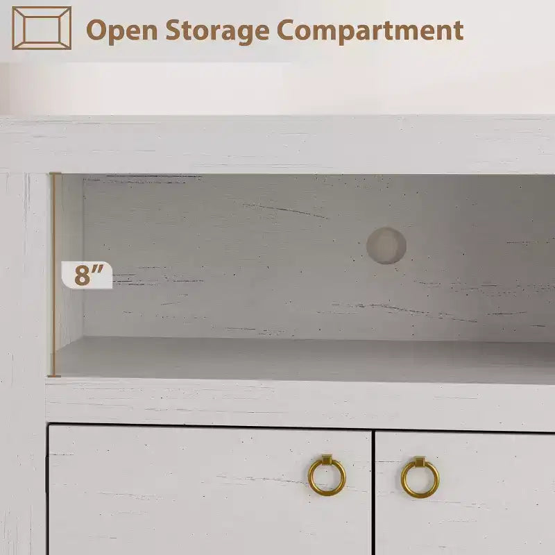 Meuble TV de Ferme pour Téléviseurs de 75/80 Pouces, Meuble TV Long de 178 cm avec 6 Tiroirs de Rangement et Étagère pour Barre de Son