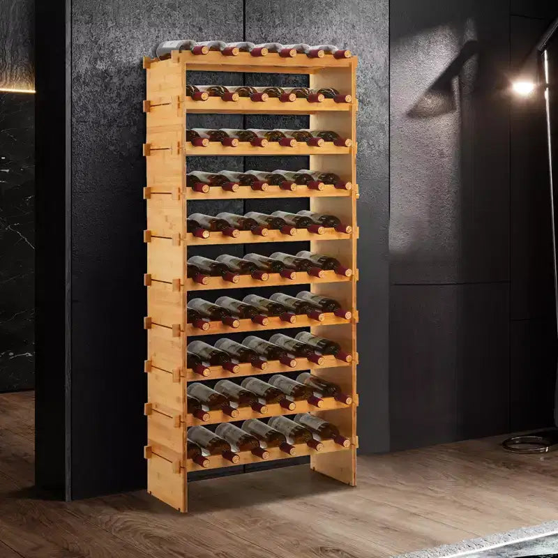 Range-bouteilles empilable, casier à vin en bois à 4 niveaux, étagère à vin en bambou, support à vin sans vacillement, pour le sol