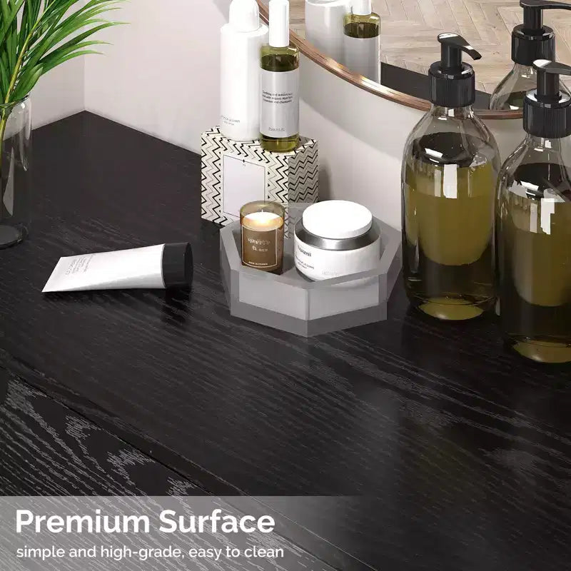 Coiffeuse de Salon avec Miroir, 3 Tiroirs et 1 Étagère Ouverte