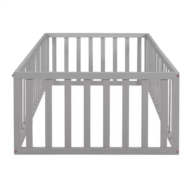 Cadre de lit simple en bois avec clôture et porte blanc