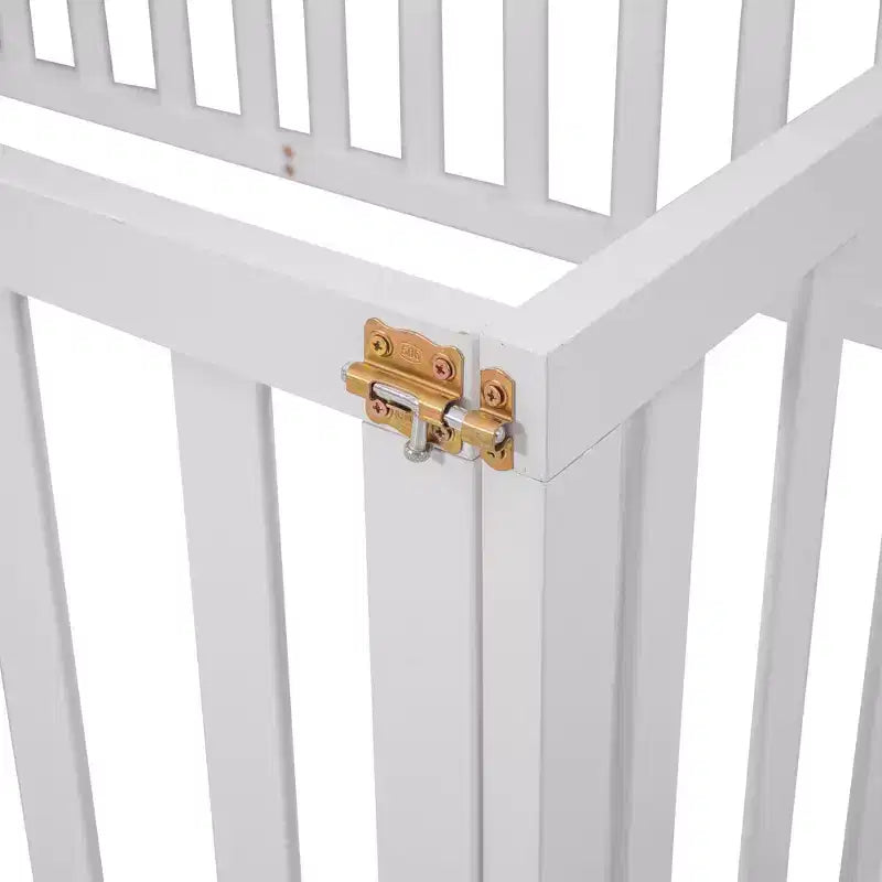 Cadre de lit simple en bois avec clôture et porte blanc