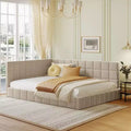 Full Size Upholstered Daybed/Sofa Bed Frame Beige Velvet