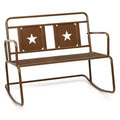 Acekool 2-Person Iron Rocking Chair - Liver Color Patio Glider with Star Design