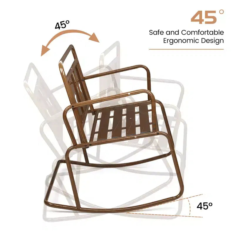 Fauteuil à bascule en fer pour 2 personnes - Fauteuil à bascule de patio couleur foie avec motif étoile