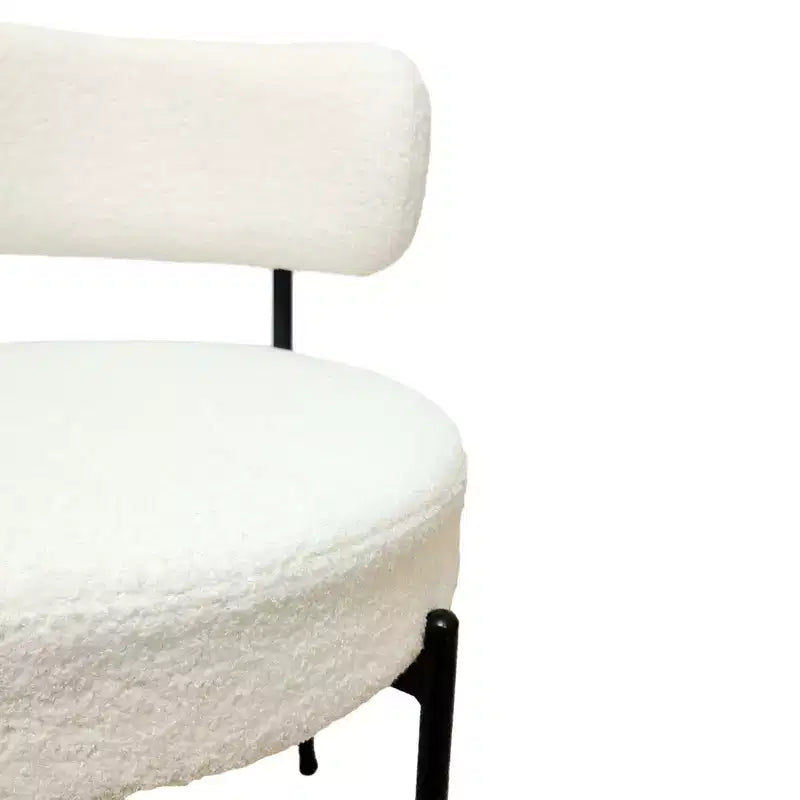 Chaises de salle à manger modernes du milieu du siècle, lot de 2, rondes, rembourrées avec dossier incurvé et pieds en métal, chaises d'appoint en bouclé pour cuisine et salle à manger