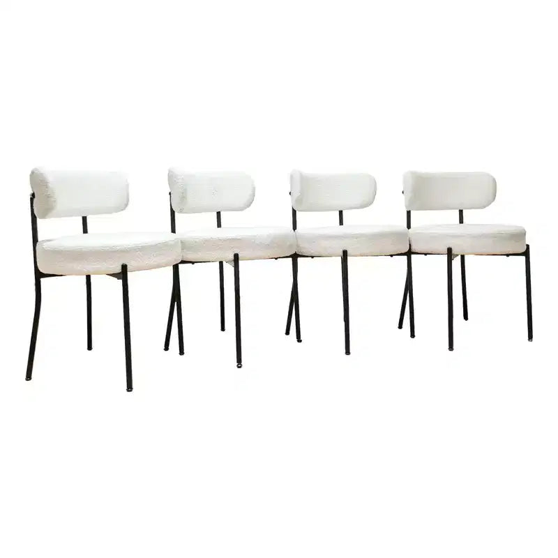 Chaises de salle à manger modernes du milieu du siècle, lot de 2, rondes, rembourrées avec dossier incurvé et pieds en métal, chaises d'appoint en bouclé pour cuisine et salle à manger