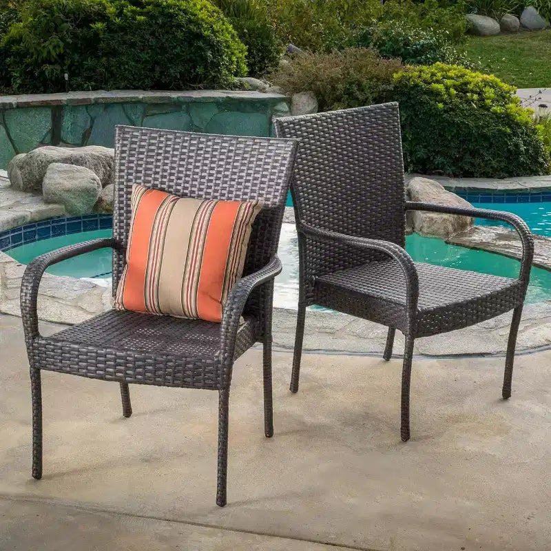MAYEERTY Gray PE Wicker Stackable Chair 1 Piece Space Saving Weather Resistant for Patio Garden
