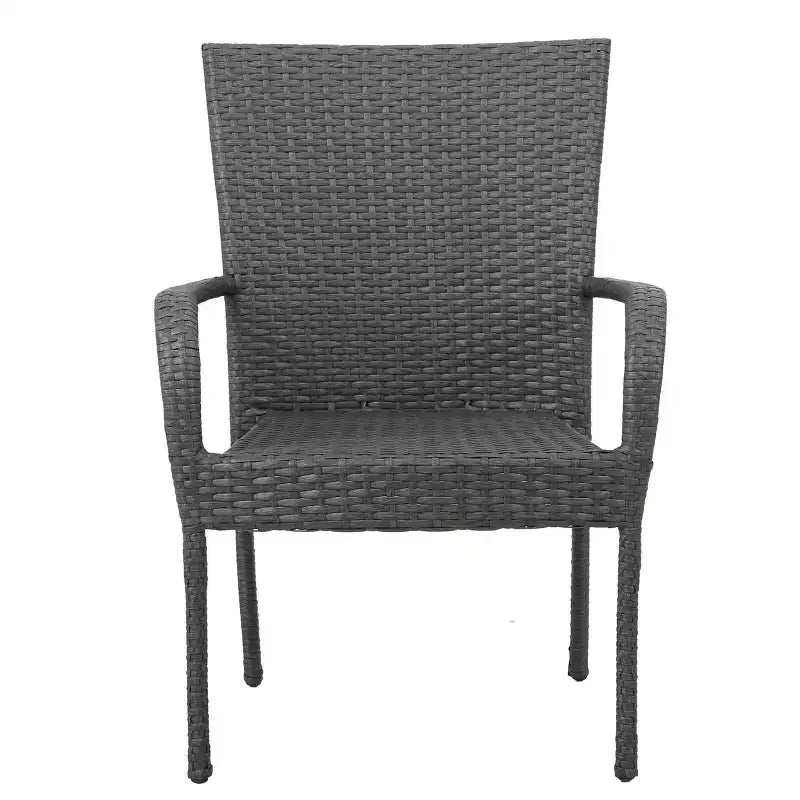 Chaise empilable grise en osier PE 1 pièce, gain de place, résistante aux intempéries pour terrasse et jardin