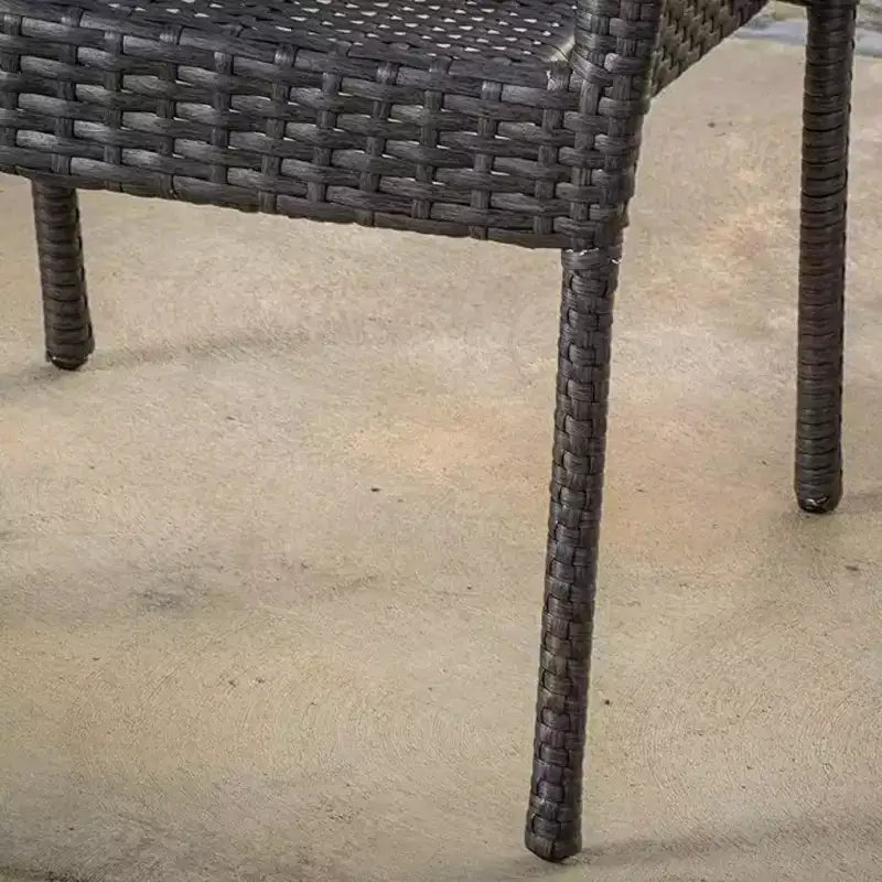 Chaise empilable grise en osier PE 1 pièce, gain de place, résistante aux intempéries pour terrasse et jardin